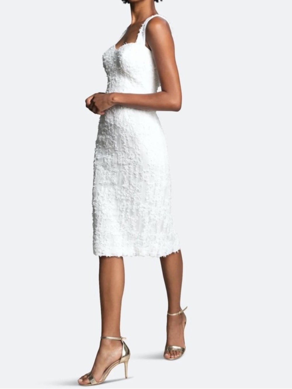 Dress the Population Nicole Floral Appliqué Bridal MIDI Dress